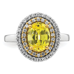 14K Two-Tone Lab Grown VS/SI+ G+ Dia & Created Yellow Sapphire Ring