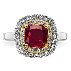 14k Two-Tone 1/2 carat Lab Grown Diamond VS/SI+ G+ and Lab Created Ruby Fashion Ring