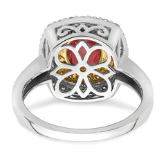 14k Two-Tone 1/2 carat Lab Grown Diamond VS/SI+ G+ and Lab Created Ruby Fashion Ring