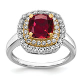 14k Two-Tone 1/2 carat Lab Grown Diamond VS/SI+ G+ and Lab Created Ruby Fashion Ring