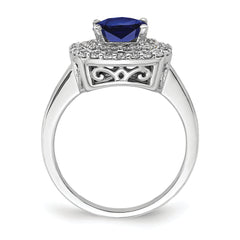 14k White Gold 1/2 carat Lab Grown Diamond VS/SI+ G+ and Lab Created Blue Sapphire Fashion Ring