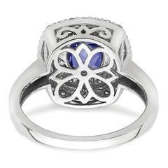14k White Gold 1/2 carat Lab Grown Diamond VS/SI+ G+ and Lab Created Blue Sapphire Fashion Ring