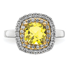 14k Two-Tone 1/2 carat Lab Grown Diamond VS/SI+ G+ and Lab Created Yellow Sapphire Fashion Ring