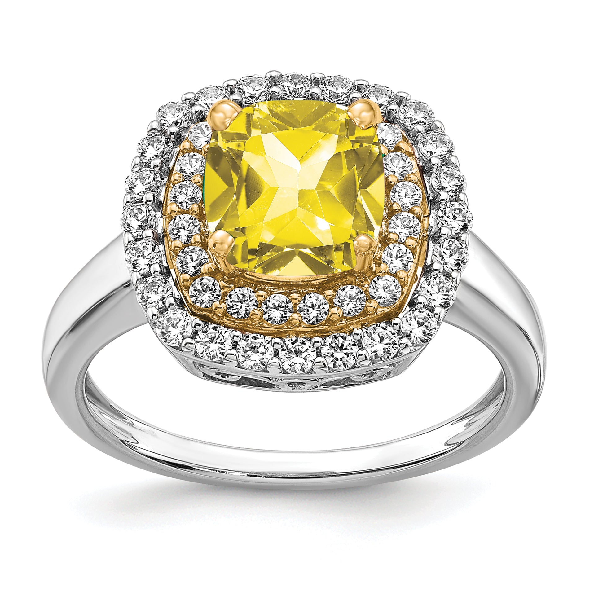 14k Two-Tone 1/2 carat Lab Grown Diamond VS/SI+ G+ and Lab Created Yellow Sapphire Fashion Ring