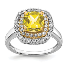 14k Two-Tone 1/2 carat Lab Grown Diamond VS/SI+ G+ and Lab Created Yellow Sapphire Fashion Ring