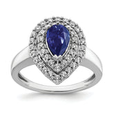 14k White Gold 1/2 carat Lab Grown Diamond VS/SI+ G+ and Lab Created Blue Sapphire Fashion Ring