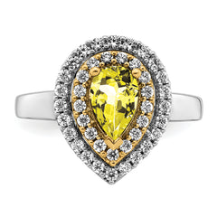 14k Two-Tone 1/2 carat Lab Grown Diamond VS/SI+ G+ and Lab Created Yellow Sapphire Fashion Ring