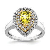 14k Two-Tone 1/2 carat Lab Grown Diamond VS/SI+ G+ and Lab Created Yellow Sapphire Fashion Ring