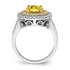 14K Two-Tone Lab Grown VS/SI+ G+ Dia & Created Yellow Sapphire Ring