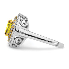 14K Two-Tone Lab Grown VS/SI+ G+ Dia & Created Yellow Sapphire Ring