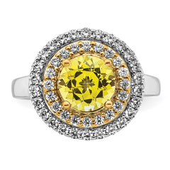 14K Two-Tone Lab Grown VS/SI+ G+ Dia & Created Yellow Sapphire Ring