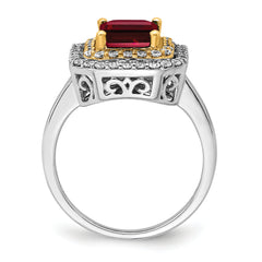 14k Two-Tone 5/8 carat Lab Grown Diamond VS/SI+ G+ and Lab Created Ruby Fashion Ring
