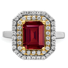 14k Two-Tone 5/8 carat Lab Grown Diamond VS/SI+ G+ and Lab Created Ruby Fashion Ring