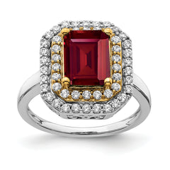 14k Two-Tone 5/8 carat Lab Grown Diamond VS/SI+ G+ and Lab Created Ruby Fashion Ring