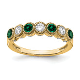 14k 1/2 carat Lab Grown Diamond VS/SI+ G+ and Lab Created Emerald Ring