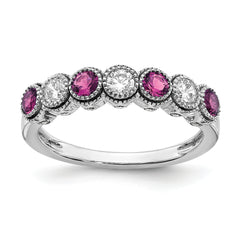 14k White Gold 1/2 carat Lab Grown Diamond VS/SI+ G+ and Lab Created Pink Sapphire Ring