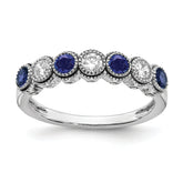 14k White Gold  1/2 carat Lab Grown Diamond VS/SI+ G+ and Lab Created Blue Sapphire Ring