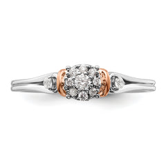 14k Two-tone Rose and White Gold 1/6 carat Lab Grown Diamond VS/SI+ G+ Petite Engagement Ring