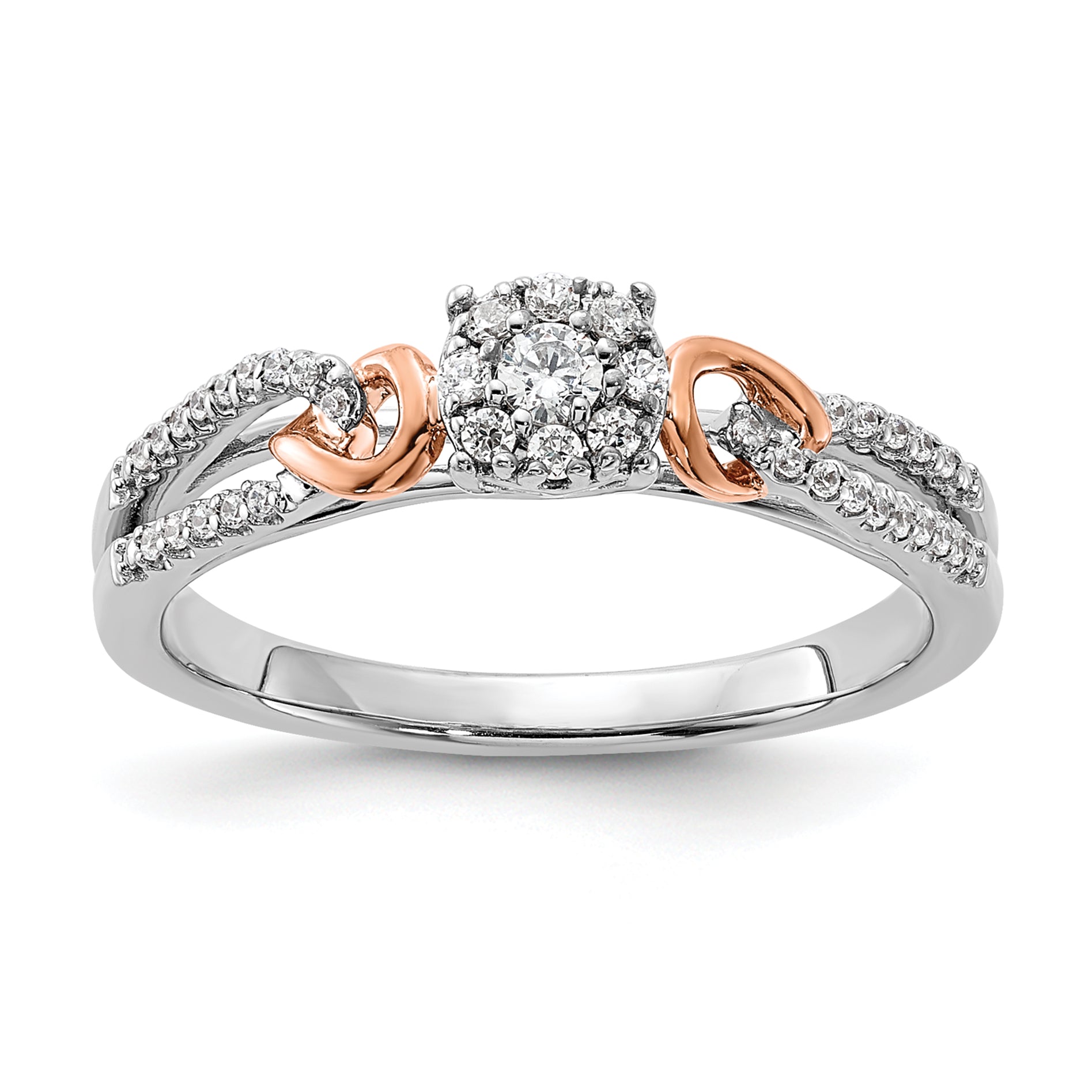14K Two-Tone Lab Grown Diamond VS/SI+ G+ Looped Cluster Ring