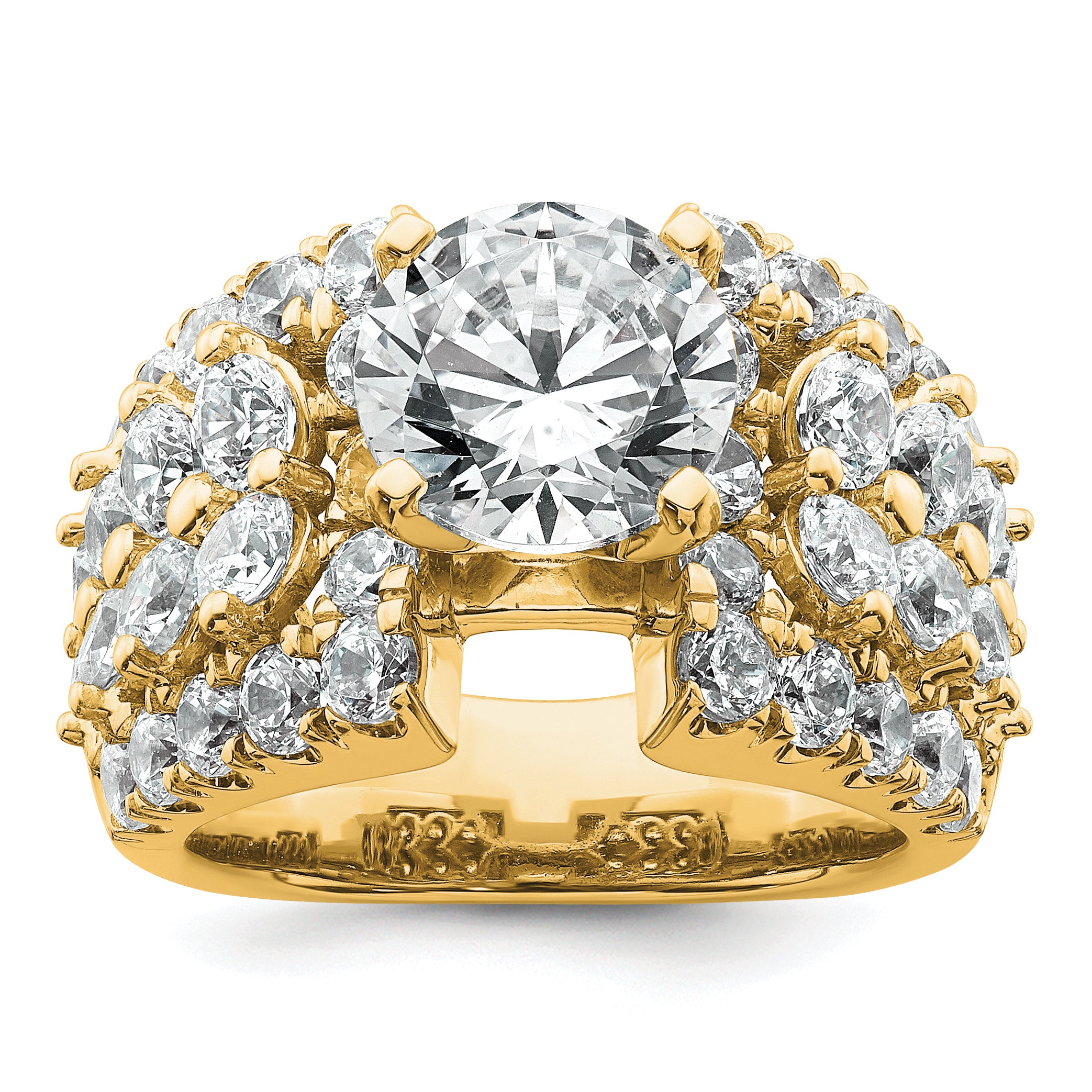 14k 3 3/8 carat Lab Grown Diamond VS/SI+ G+ 3 carat Round Center Semi Mount Engagement Ring