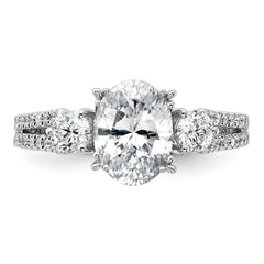 14k White Gold 1/2 carat Lab Grown Diamond VS/SI+ G+ 1 1/2 carat Center Oval Semi Mount Engagement Ring