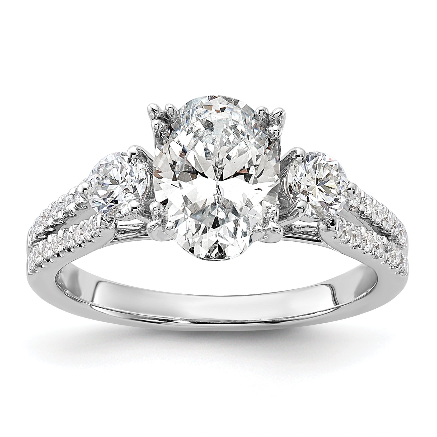 14k White Gold 1/2 carat Lab Grown Diamond VS/SI+ G+ 1 1/2 carat Center Oval Semi Mount Engagement Ring