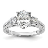14k White Gold 1/2 carat Lab Grown Diamond VS/SI+ G+ 1 1/2 carat Center Oval Semi Mount Engagement Ring