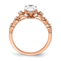 14k Rose Gold 1/8 carat Lab Grown Diamond VS/SI+ G+ 1 carat Center Oval Semi Mount Engagement Ring