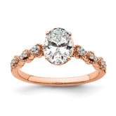 14k Rose Gold 1/8 carat Lab Grown Diamond VS/SI+ G+ 1 carat Center Oval Semi Mount Engagement Ring