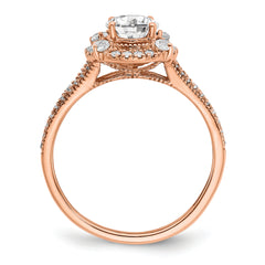 14k Rose Gold 3/8 carat Lab Grown Diamond VS/SI+ G+ 1 carat Center Oval Semi Mount Engagement Ring