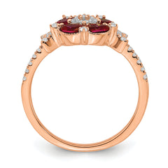14K Rose Gold Lab Grown Diamond VS/SI+ G+ Cr.Ruby Floral Ring