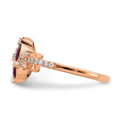 14K Rose Gold Lab Grown Diamond VS/SI+ G+ Cr.Ruby Floral Ring