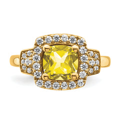 14K White Gold Lab Grown Dia. VS/SI+ G+ Lab Crtd Ylw Sapph Halo Ring