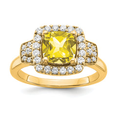 14K White Gold Lab Grown Dia. VS/SI+ G+ Lab Crtd Ylw Sapph Halo Ring