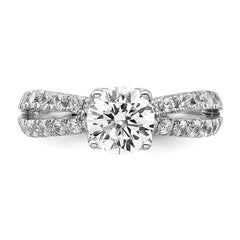 14k White Gold 5/8 carat Lab Grown Diamond VS/SI+ G+ 1 carat Center Round Semi Mount Engagement Ring