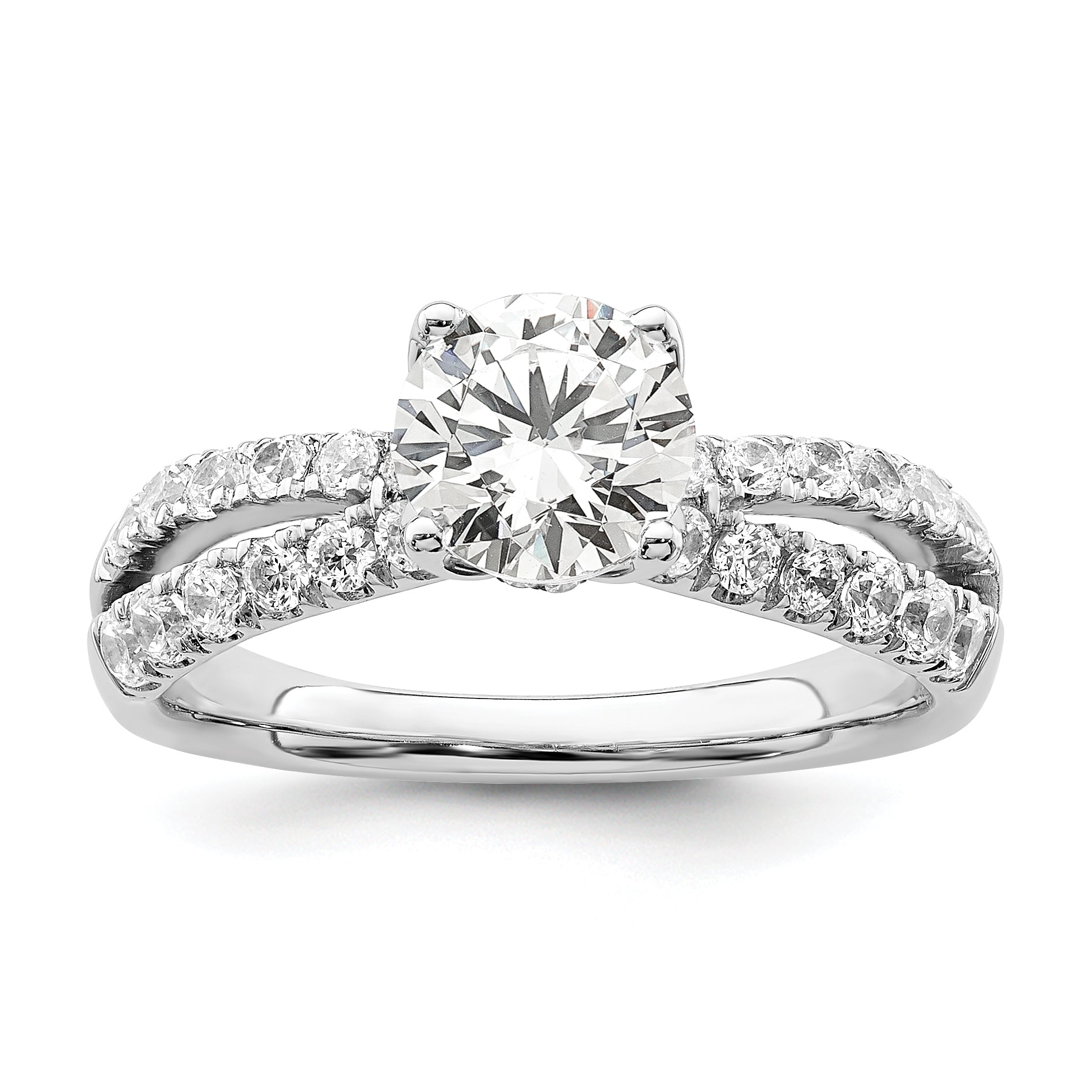 14k White Gold 5/8 carat Lab Grown Diamond VS/SI+ G+ 1 carat Center Round Semi Mount Engagement Ring