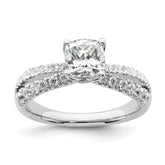 14k White Gold 5/8 carat Lab Grown Diamond VS/SI+ G+ 1 carat Center Cushion Semi Mount Engagement Ring