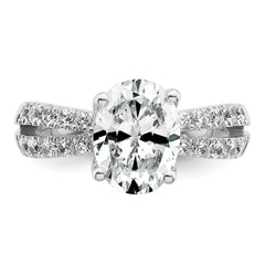 14k White Gold 1 5/8 carat Certified Lab Grown Diamond VS+ F+ Oval Complete Engagement Ring