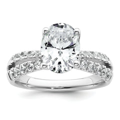 14k White Gold 1 5/8 carat Certified Lab Grown Diamond VS+ F+ Oval Complete Engagement Ring
