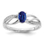 14k White Gold Polished Sapphire and Diamond Ring