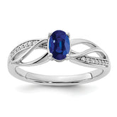 14k White Gold Polished Sapphire and Diamond Ring