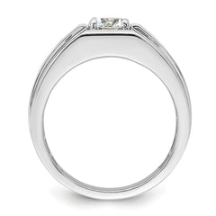IBGoodman 14k White Gold Satin and Polished Men's Ring Mounting (No Stone Included)