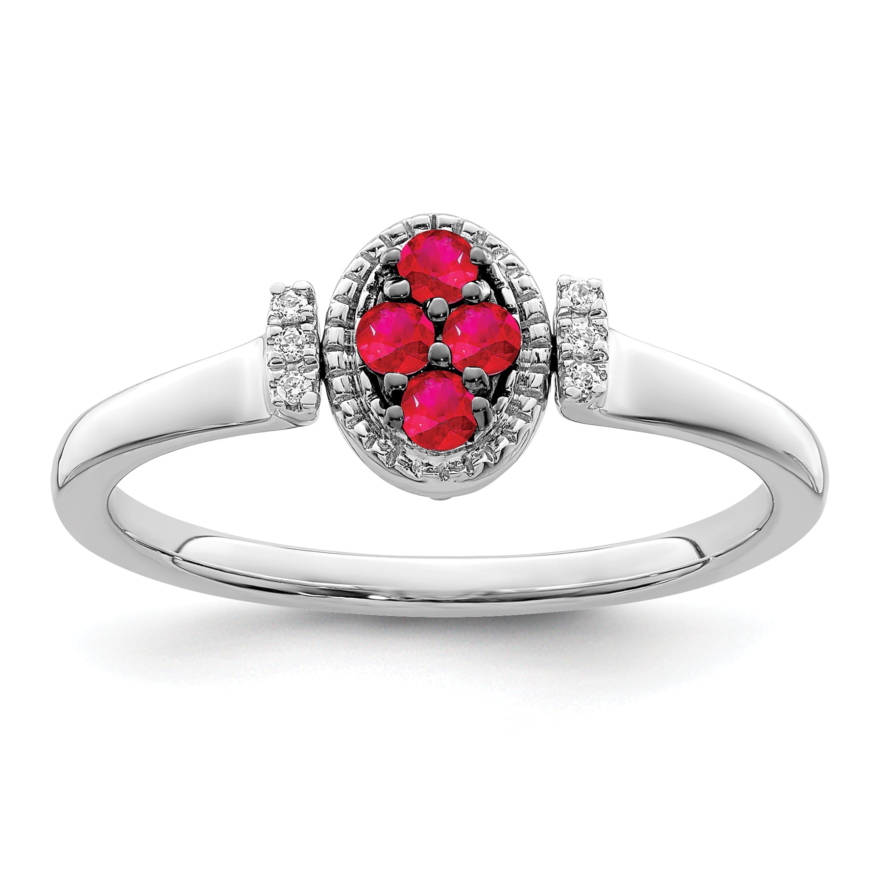 14k White Gold Polished Ruby and Diamond Flip Ring