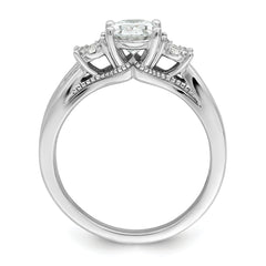 14k White Gold 1/8 carat Lab Grown Diamond VS/SI+ G+ 1 carat Center Oval Semi Mount Engagement Ring