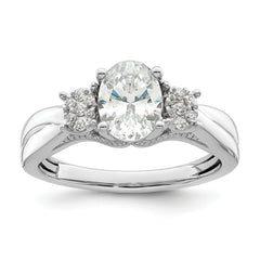 14k White Gold 1/8 carat Lab Grown Diamond VS/SI+ G+ 1 carat Center Oval Semi Mount Engagement Ring