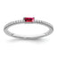 14k White Gold Polished Ruby and Diamond Ring