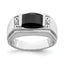 14k White Gold Polished & Satin Onyx & Diamond Mens Ring