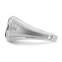 14k White Gold Polished & Satin Onyx & Diamond Mens Ring