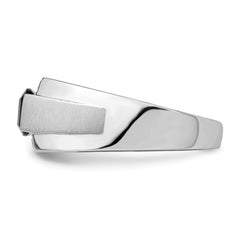 14k White Gold Polished & Satin Onyx & Diamond Mens Ring