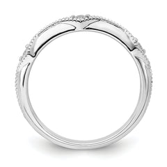 14k White Gold Polished Knife Edge Diamond Ring